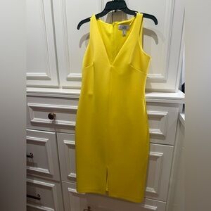 Badgley Mischka Vibrant Yellow Midi Dress - size 4